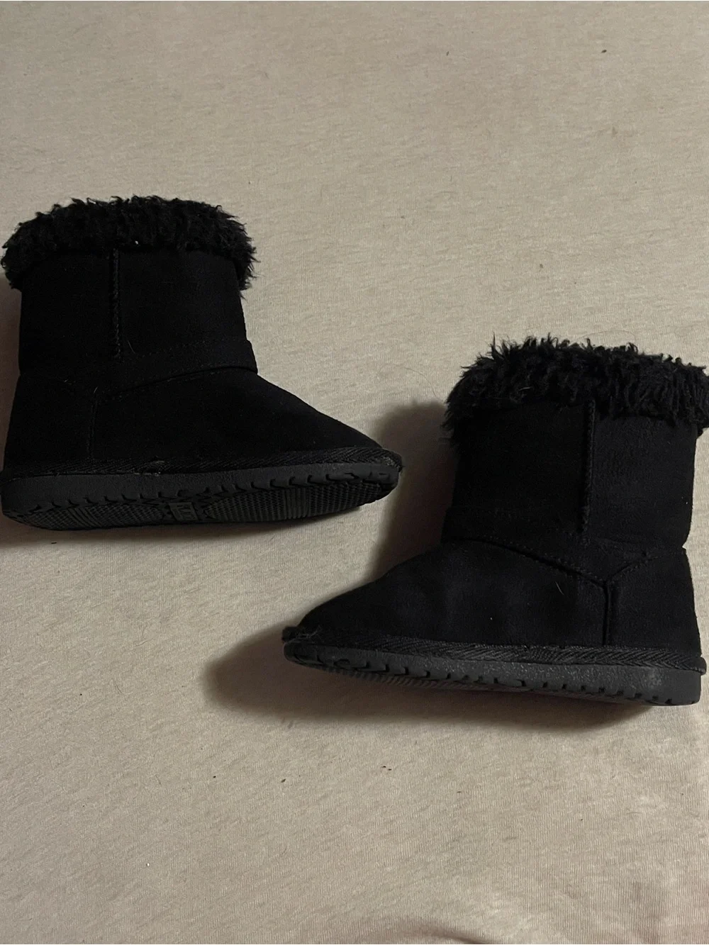 The Children's Place Black Faux Fur Trim Kids Boots